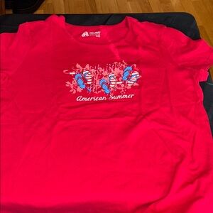 NWT Holiday Editions Red American Summer T-Shirt flip flops xl women’s